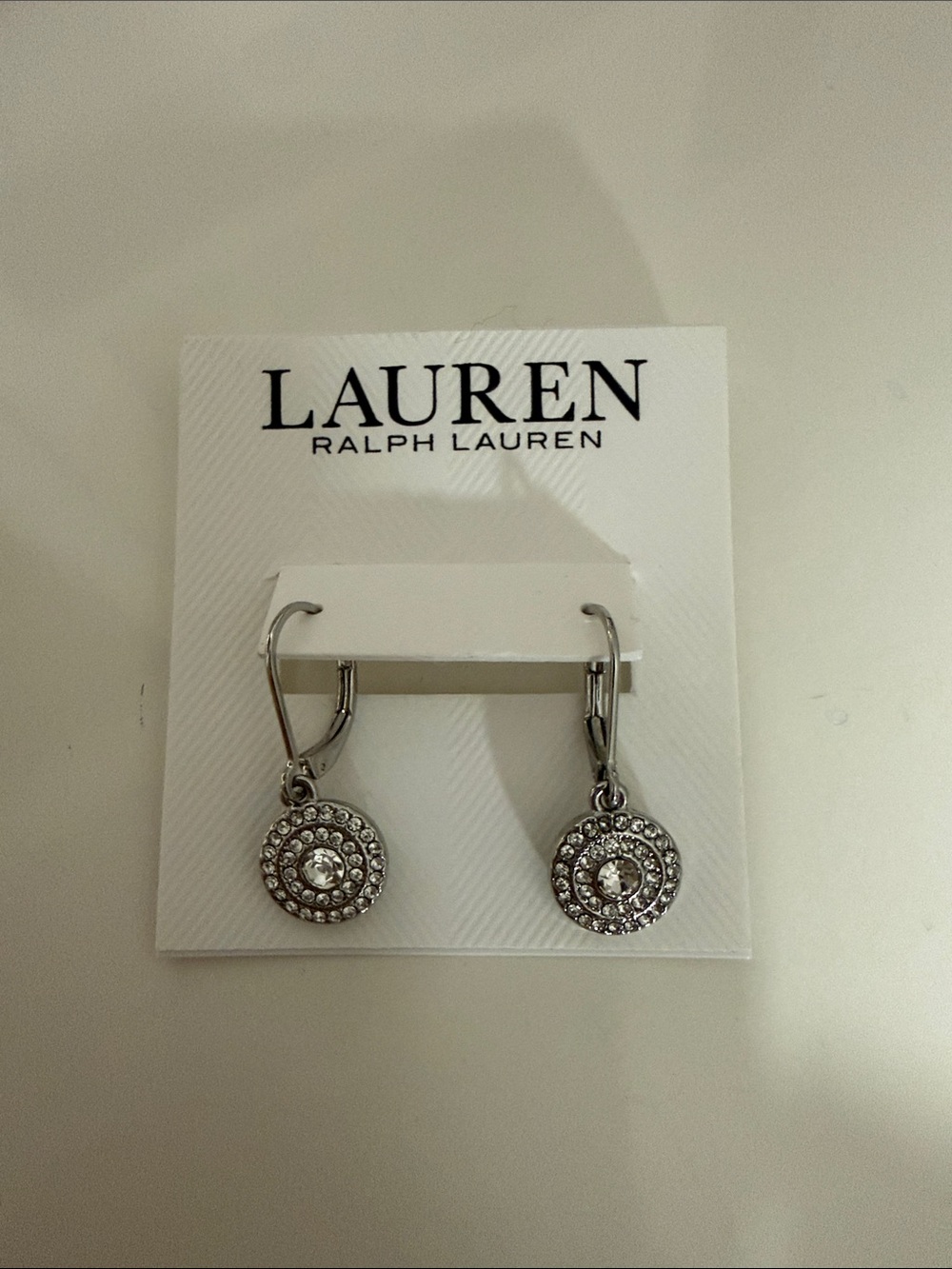 Lauren Ralph Lauren Silver Crystal Halo Drop Earrings